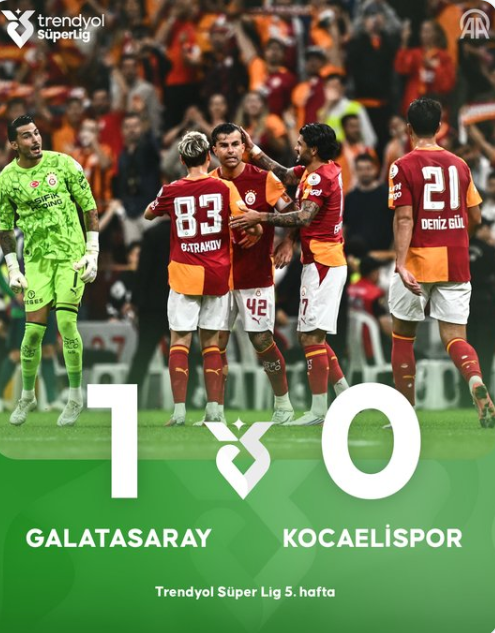 Galatasaray Kocaelispor’u 1-0 Mağlup Etti! Liderlik Yeniden Sarı-Kırmızılılarda