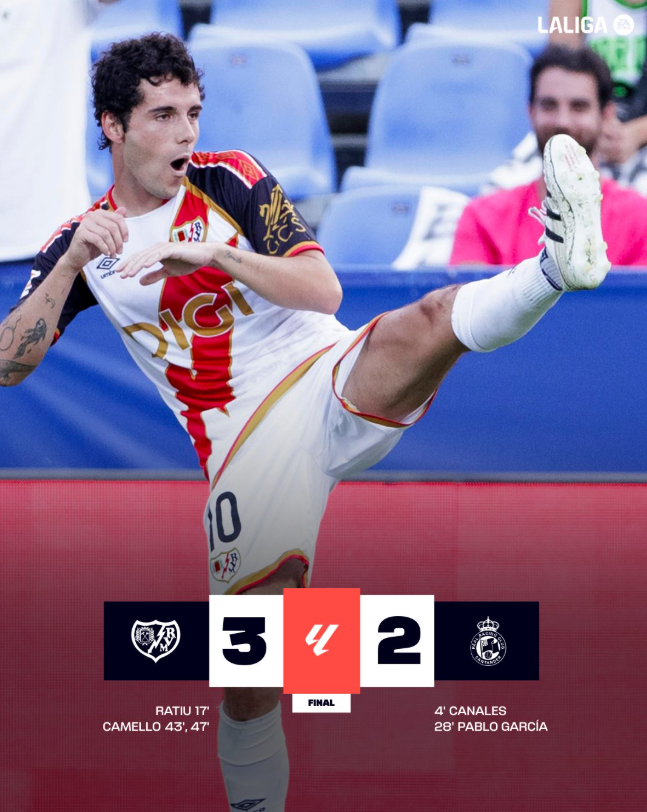 Rayo Vallecano 3-2 Racing! İki Kez Geriden Geldi, Maçı Çevirdi