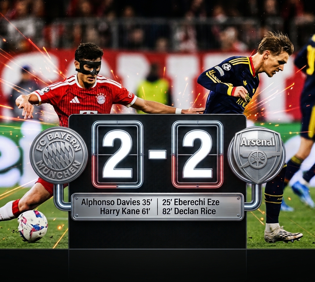 Şampiyonlar Ligi’nde Nefes Kesen Maç! Bayern Münih 2-2 Arsenal