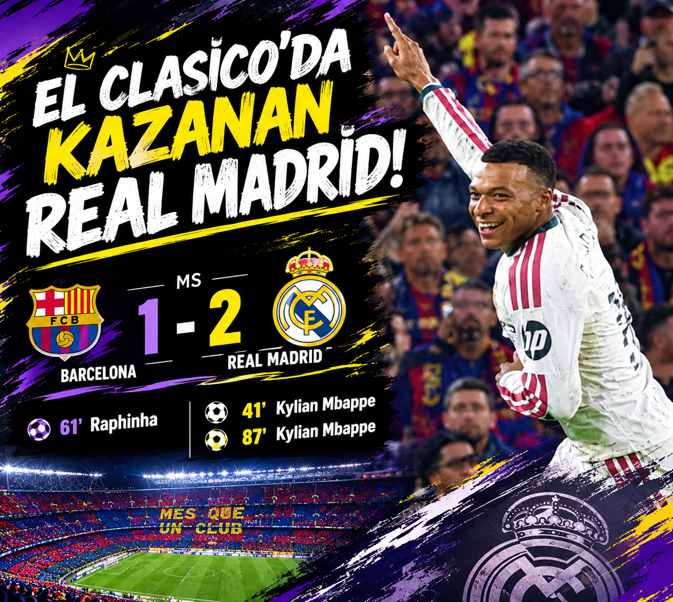 Barcelona’yı Mbappe Yıktı! Real Madrid’den El Clasico Zaferi