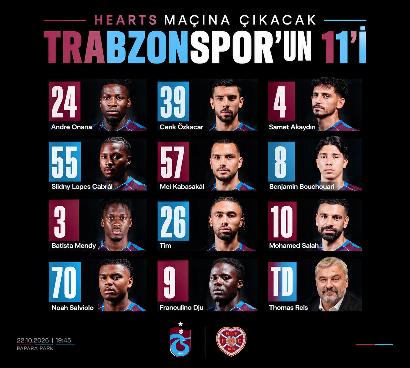 Trabzonspor’un İlk 11’i Belli Oldu! Hearts Maçı Öncesi Kadro Netleşti