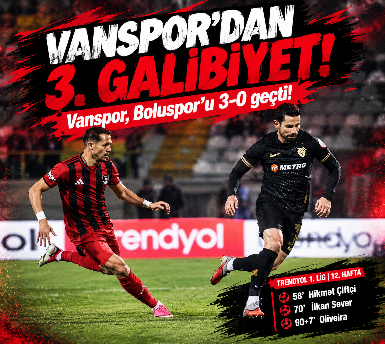 Vanspor Bolu’da Güldü! İkinci Yarıda Gelen Goller Maça Damga Vurdu