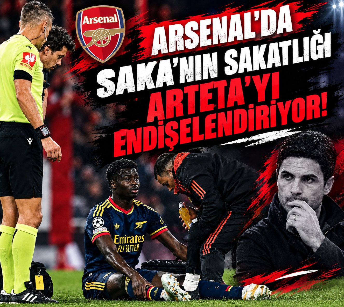 Arsenal’da Bukayo Saka Şoku! Arteta’nın Sakatlık Endişesi Büyüyor