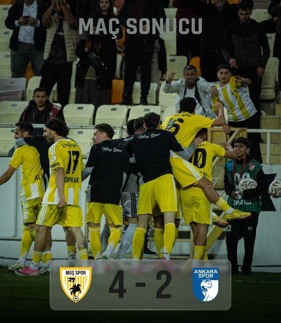 Muşspor Fırtınası Dinmiyor! Ankaraspor’u 4-2 Yendi, Liderliğini Korudu